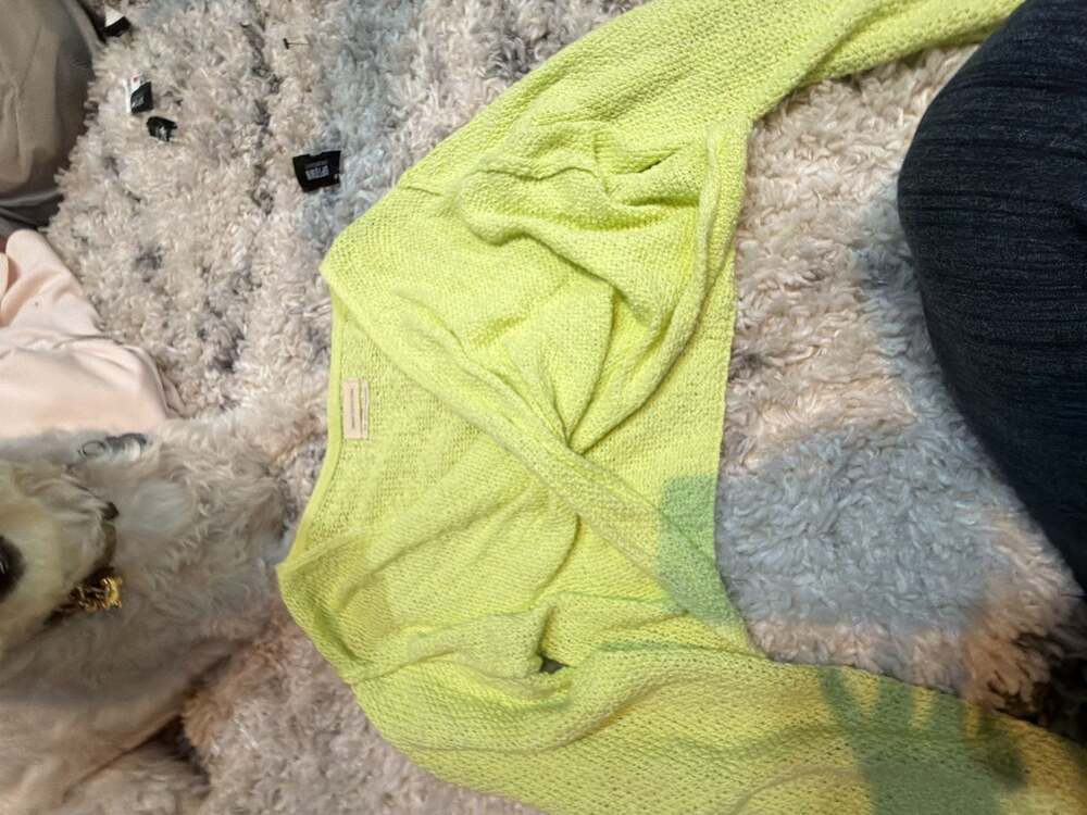 Urban Outfitters Lime Green Twist-Front Long Sleeve Knit Crop Top